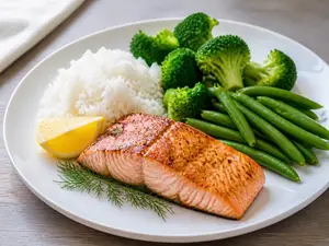 Saumon, riz et brocolis